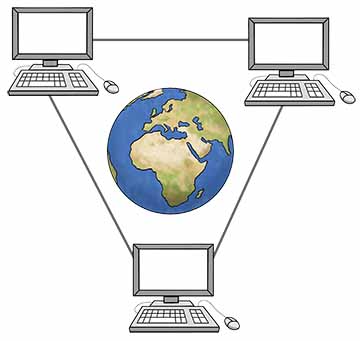 Internet Computer verbunden um eine Weltkugel