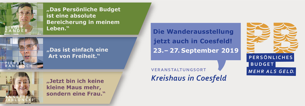 Wanderausstellung Persönliches Budget Mehr als Geld! 23.-27.09.2019 in Coesfeld