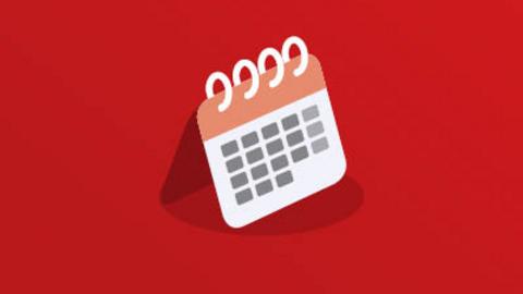 Kalenderblatt auf rotem Hintergrund
