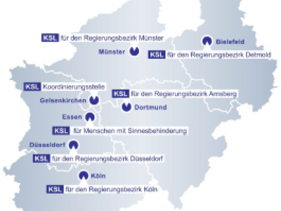 NRW Landkarte mit Standorten der KSL