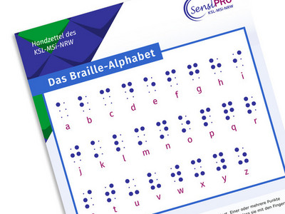Handzettel zum Braille-Alphabet im Anschnitt