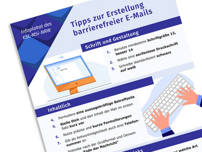 Ausschnitt eines Infoplakats des KSL-MSi-NRW zur Erstellung barrierefreier E-Mails