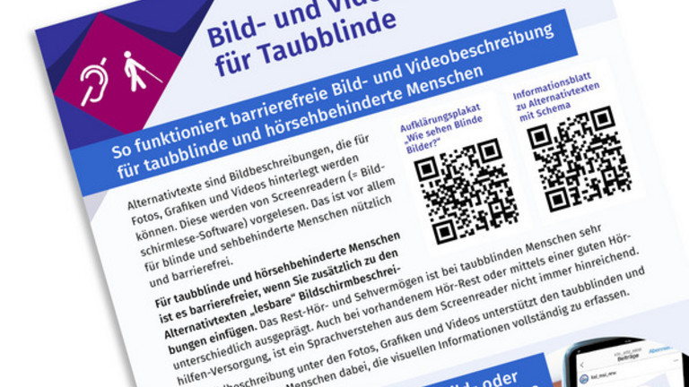 Infoblatt "Bild- und Videobeschreibung für Taubblinde"