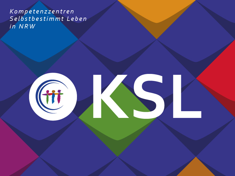 Profilbild der KSL.NRW. Das Logo der KSL.NRW vor bunten Kacheln