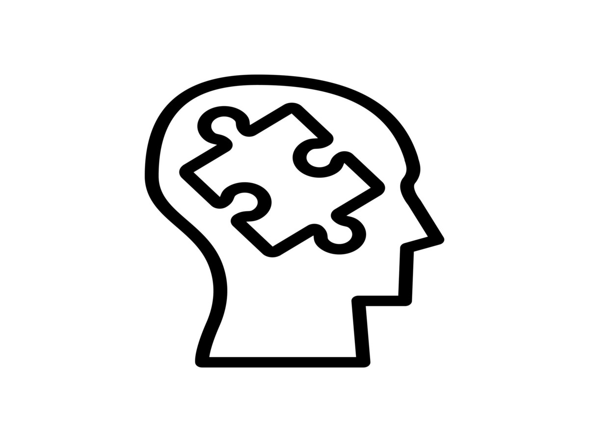 Das Bild zeigt ein Icon für Autismus. Es zeigt die Umrisse eine Kopfes. Darin befindet sich ein Puzzle-Teil. Das Bild zeigt ein Icon für Autismus. Es zeigt die Umrisse eine Kopfes. Darin befindet sich ein Puzzle-Teil.