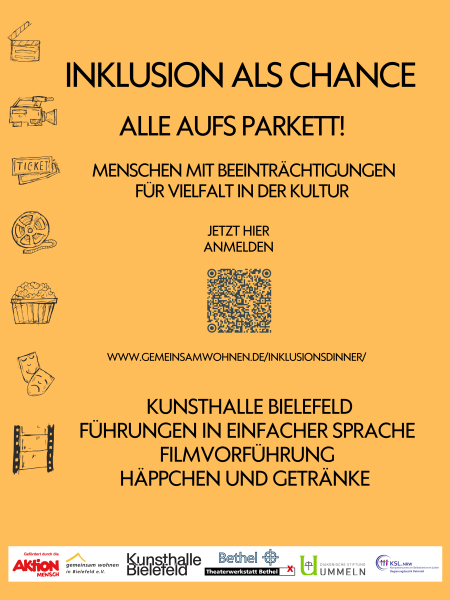 Alle aufs Parkett. Inklusion als Chance. Führungen in einfACHER sPRACHE: hÄPPCHEN UND gETRÄNKE