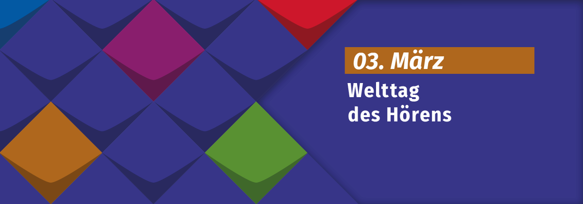 Der Welttag des Hörens vor bunten Kacheln der KSL.NRW