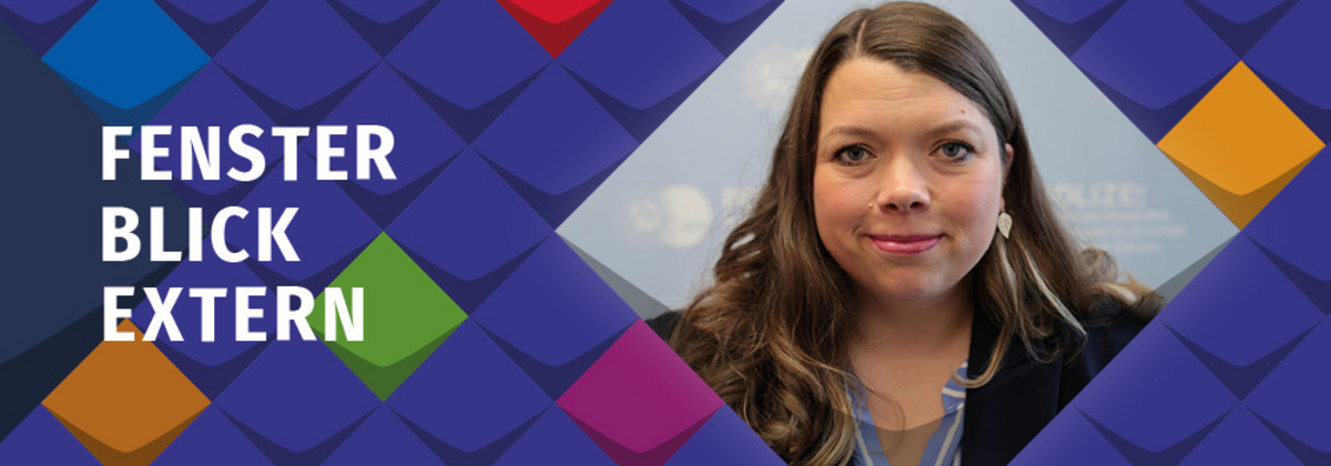 Bunte Kacheln der KSL.NRW und ein Foto von Ramona Becker