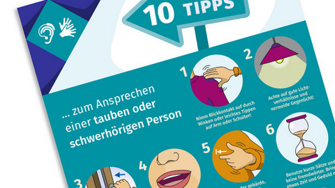 Ausschnitt des Miniplakats mit Tipps zum Ansprechen einer tauben oder schwerhörigen Person