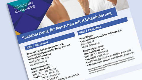 Das Infoblatt "Suchtberatung für Menschen mit Hörbehinderung" im Anschnitt
