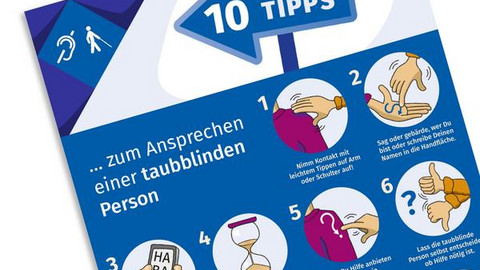 Ausschnitt des Miniplakats mit Tipps zum Ansprechen einer taubblinden Person