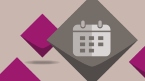 Grafik eines Kalendersymbols, dahinter Kacheln in den Farben des KSL.Münster