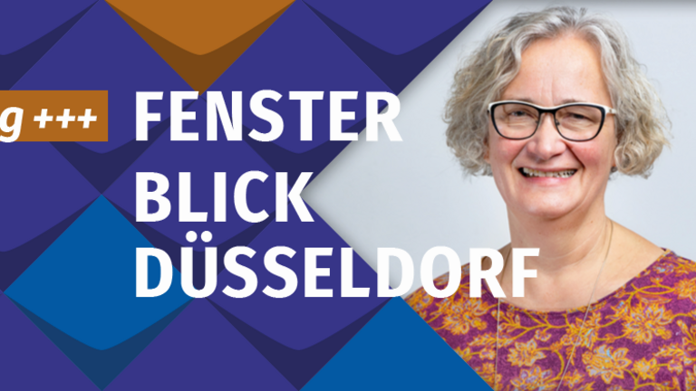 ris Colsman vom KSL.Düsseldorf auf bunten Kacheln im Fensterblick Düsseldorf