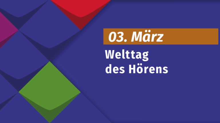 Der Welttag des Hörens vor bunten Kacheln der KSL.NRW