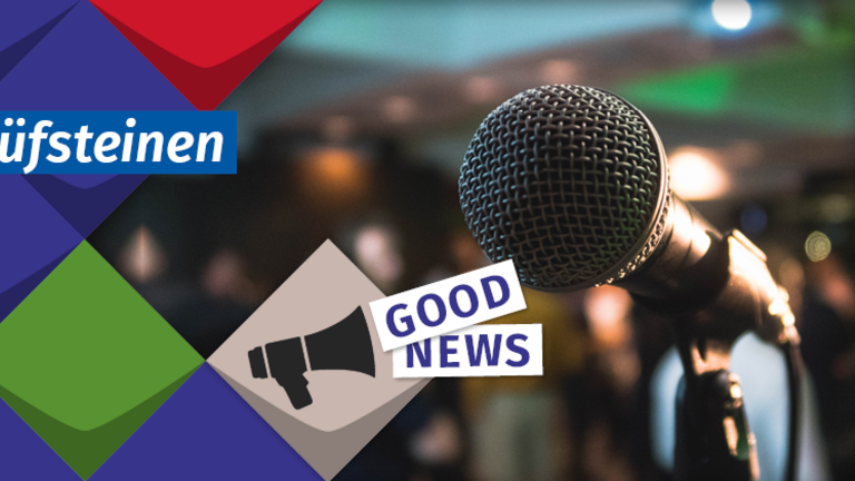 Zu sehen sind die Kacheln der KSL und ein Foto von einem Mikrofon. Im Vordergrund steht: Antworten zu den KSL.nrw Wahlprüfsteinen  